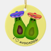 Avocado paar w Sombreros Keramisch Ornament (Voorkant)