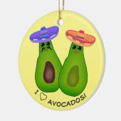 Avocado paar w Sombreros Keramisch Ornament (Links)