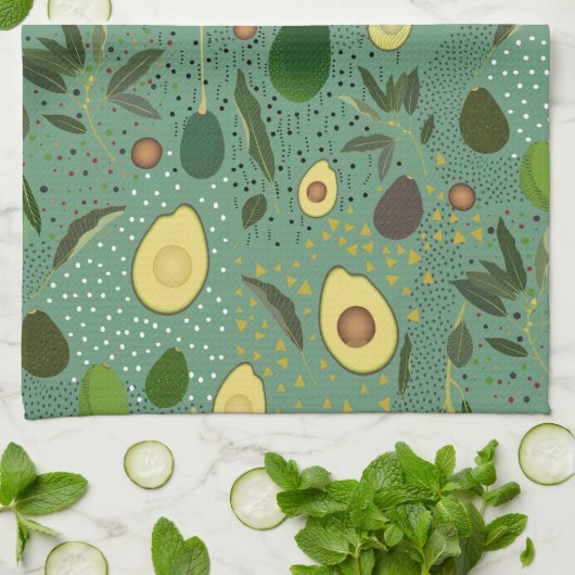 Avocado Party Pattern Theedoek (Gevouwen)