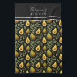 Avocado Patroon Gepersonaliseerde keuken Theedoek<br><div class="desc">Herhaal patroon avocado aangepaste naam optie. Voeg je eigen naam toe voor een uniek schort.</div>