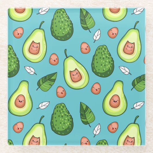Avocado Pattern Glass Coaster Glazen Onderzetter (Voorkant)