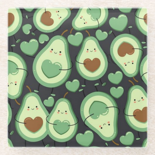 Avocado Pattern Glazen Onderzetter (Voorkant)