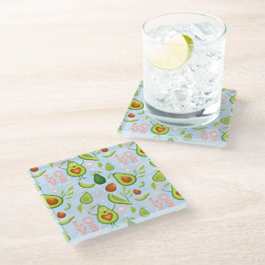 Avocado Pattern Glazen Onderzetter (Schuin)