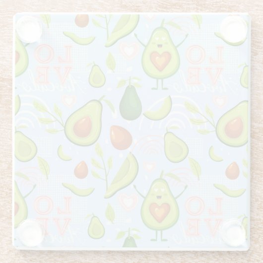 Avocado Pattern Glazen Onderzetter (Achterkant)