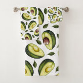 Avocado Pattern Green White Bad Handdoek (Insitu)