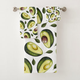 Avocado Pattern Green White Bad Handdoek