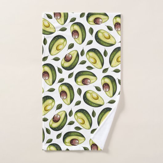 Avocado Pattern Green White Bad Handdoek (Handdoek)