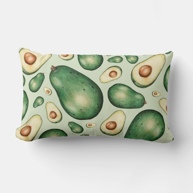 Avocado Pattern Lumbar Pillow Kussen (Voorkant)