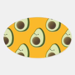 Avocado Pattern Ovale Sticker