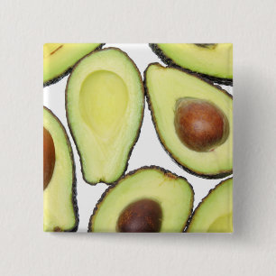 Avocado Pattern Vierkante Button 5,1 Cm