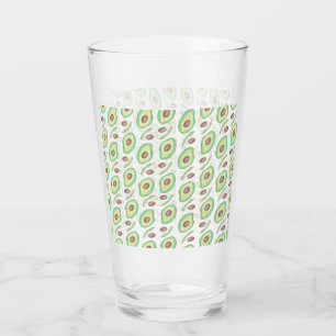 Avocado Pits Slices Fruit Hand Drawn Pattern Glas