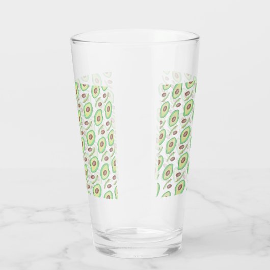 Avocado Pits Slices Fruit Hand Drawn Pattern Glas (Rechts)