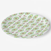 Avocado Pits Slices Fruit Hand Drawn Pattern Papieren Bordje (Gekanteld)