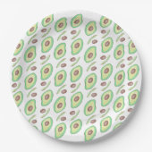 Avocado Pits Slices Fruit Hand Drawn Pattern Papieren Bordje (Voorkant)