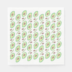 Avocado Pits Slices Fruit Hand Drawn Pattern Servet