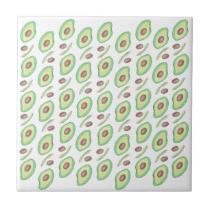 Avocado Pits Slices Fruit Hand Drawn Pattern Tegeltje