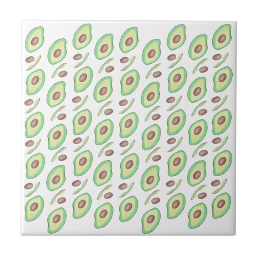Avocado Pits Slices Fruit Hand Drawn Pattern Tegeltje (Voorkant)