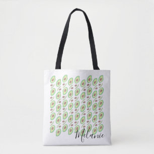 Avocado Pits Slices Fruit Hand Drawn Pattern Tote Bag