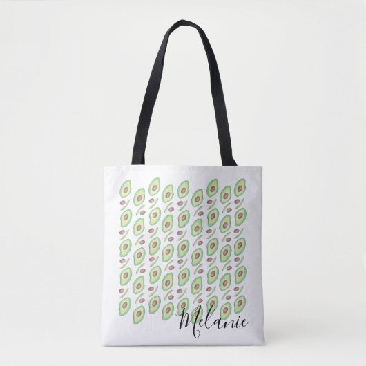 Avocado Pits Slices Fruit Hand Drawn Pattern Tote Bag (Voorkant)