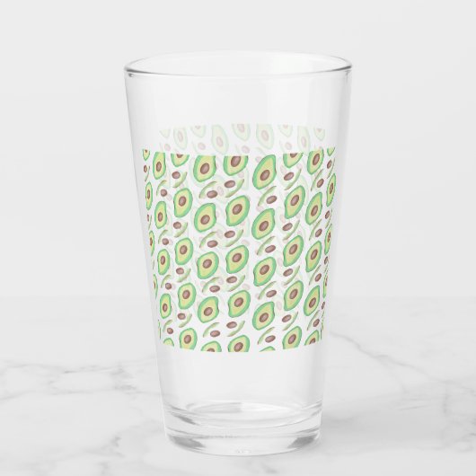 Avocado Pitten Plakken Fruit Hand Getekend Patroon Glas (Achterkant)
