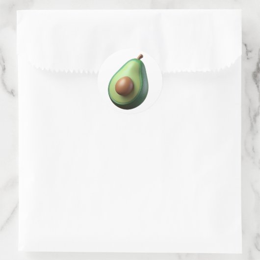 Avocado Plastic 3D – Glanzend rond etiket (Tas)