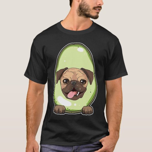 Avocado Pug Schattig en T-shirt (Voorkant)