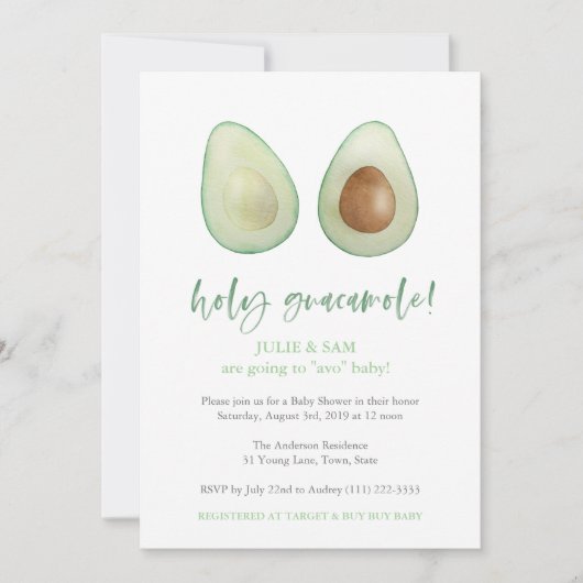 Avocado Punny Funny Couples Baby shower Kaart (Voorkant)