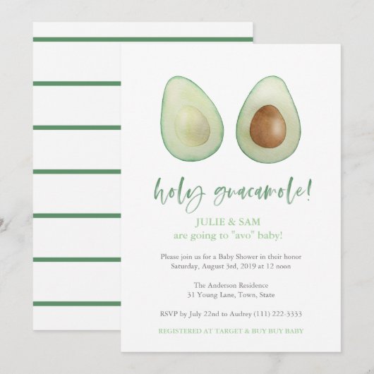 Avocado Punny Funny Couples Baby shower Kaart (Voorkant / Achterkant)