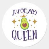 Avocado Queen Ronde Sticker (Voorkant)