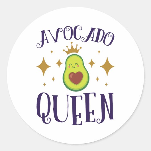 Avocado Queen Ronde Sticker (Voorkant)