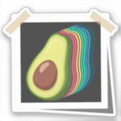 Avocado Retro Photo Colour Scheme Fruit  Sticker (Voorkant)