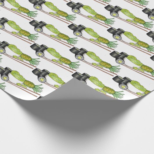 Avocado Roll Wasabi Sushi Japans Eten Restaurant Cadeaupapier (Hoek)