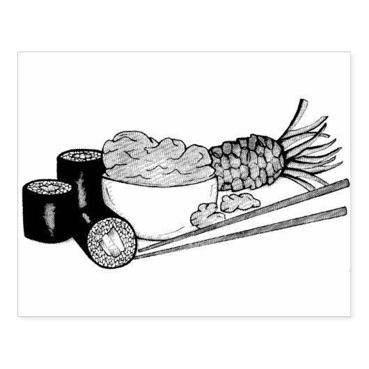 Avocado Roll Wasabi Sushi Japans Eten Restaurant Rubberstempel (Afrduk)