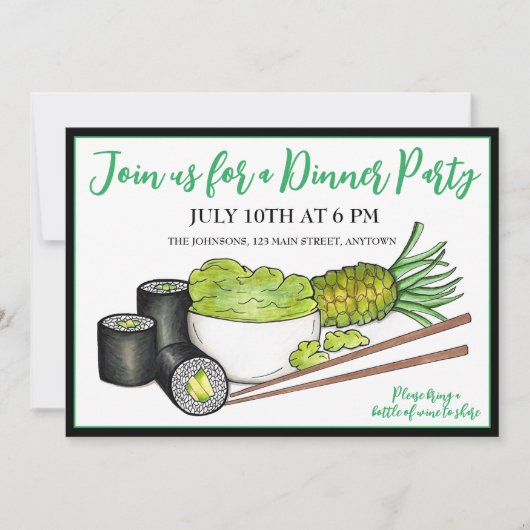 Avocado Rolls Wasabi Sushi Japans eten Kaart (Voorkant)