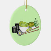 Avocado Rolls Wasabi Sushi Japans eten Keramisch Ornament (Rechts)