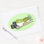Avocado Rolls Wasabi Sushi Japans eten Ovale Sticker (Envelop)