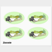 Avocado Rolls Wasabi Sushi Japans eten Ovale Sticker (Vel)