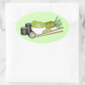 Avocado Rolls Wasabi Sushi Japans eten Ovale Sticker (Tas)