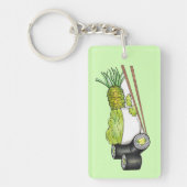 Avocado Rolls Wasabi Sushi Japans eten Sleutelhanger (Voorkant)