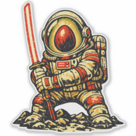 Avocado Ruimtecommandant — Vintage Retro Sci-Fi Oo Sticker