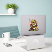 Avocado Ruimtecommandant — Vintage Retro Sci-Fi Oo Sticker (Laptop op bureau)