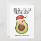 Avocado Santa Jingle Bell Guac Kerstmis Feestdagenkaart (Voorkant)