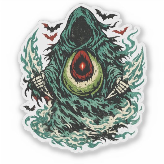 Avocado Schaduw Fantoom Halloween — Donkere Retro  Sticker (Voorkant)