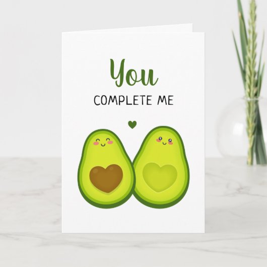 Avocado Schattig Romantisch Jij Maakt Me Compleet  Kaart (Voorkant)