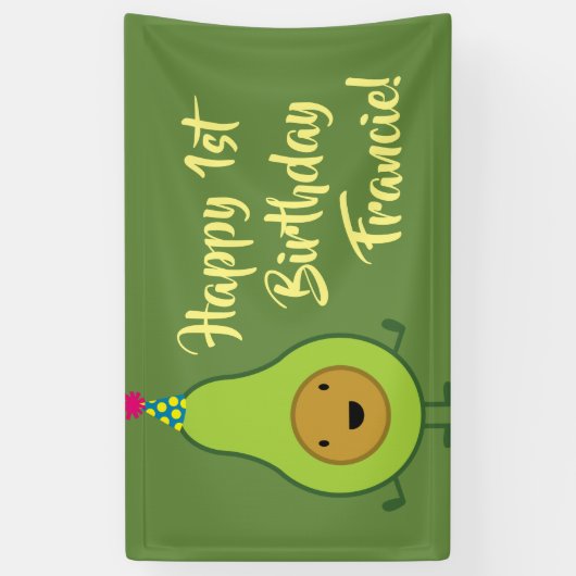 Avocado Schattige 1e verjaardagsfeestje Banner Dec (Verticaal)