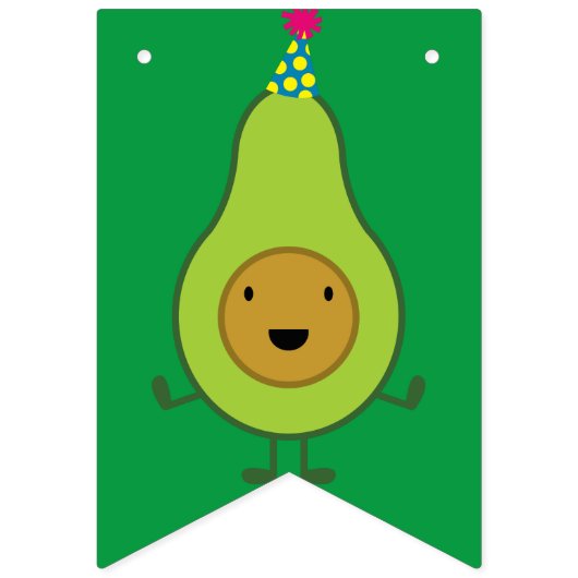 Avocado Schattige Happy Birthday Bunting Banner (Eerste vlag)