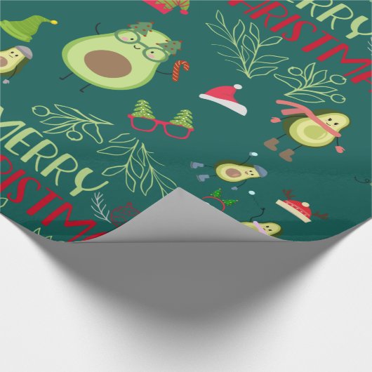 Avocado schattige kerst cadeaupapier (Hoek)