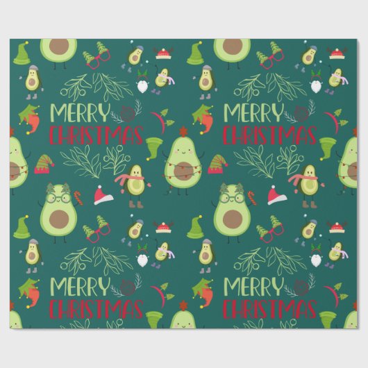 Avocado schattige kerst cadeaupapier (Vlak)