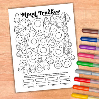 Avocado Schattige Mood Tracker Daily Moods Trackin Notitieblok
