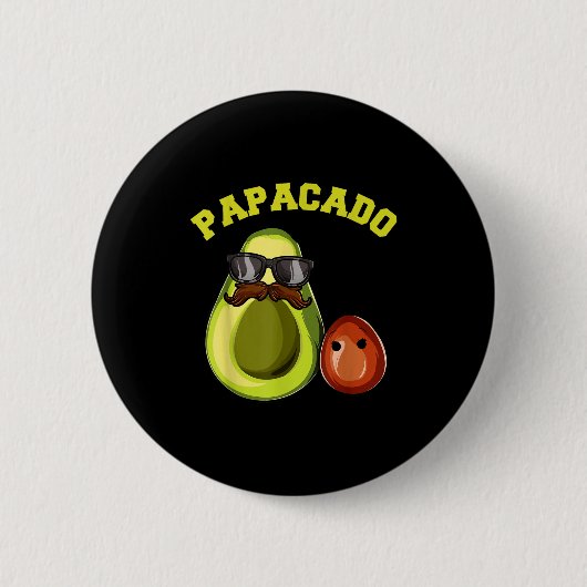 Avocado Shirt For Men, Papacado Pregnancy Announce Ronde Button 5,7 Cm (Voorkant)